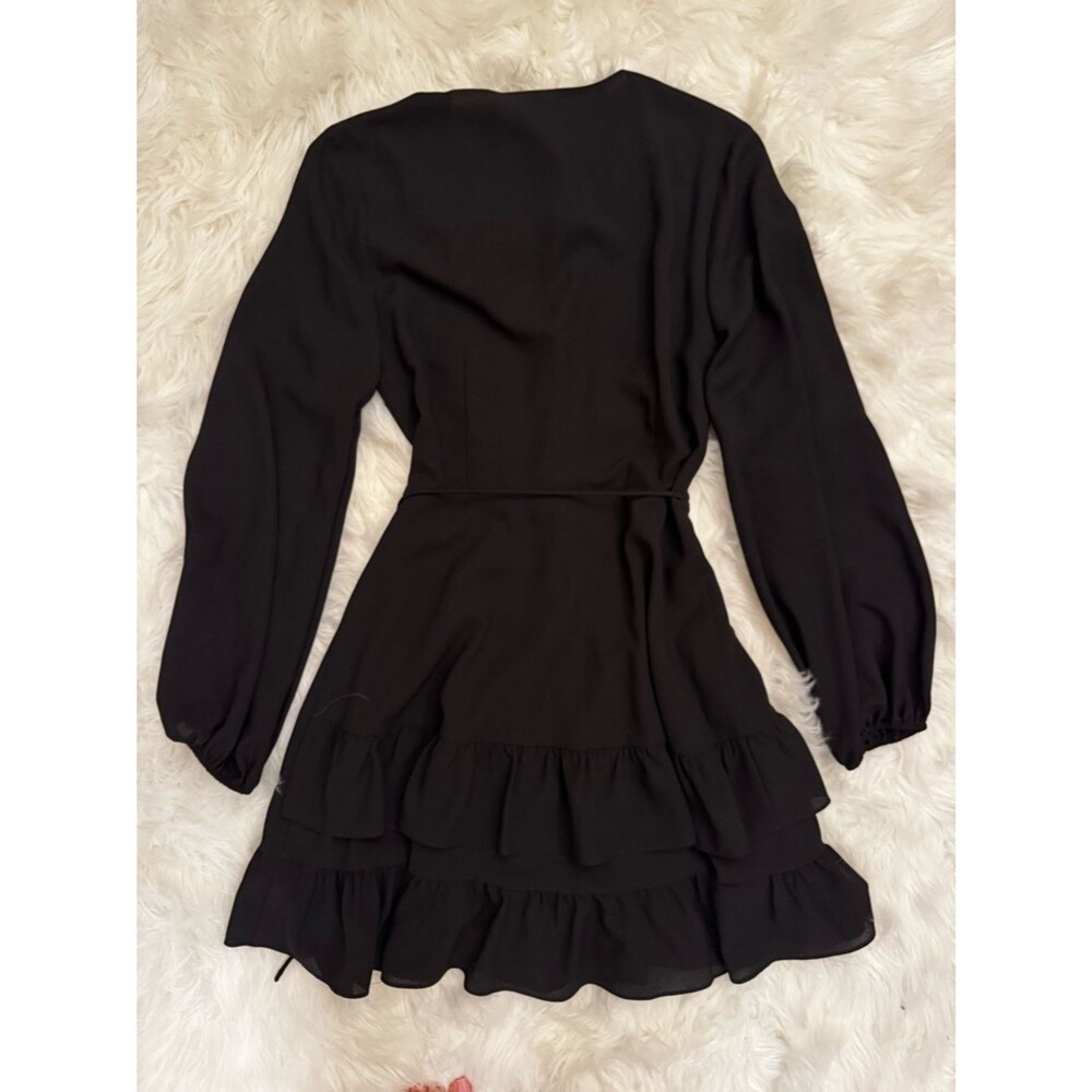 1. State Black Wrap Dress with Ruffle Hem - Picture 8 of 10